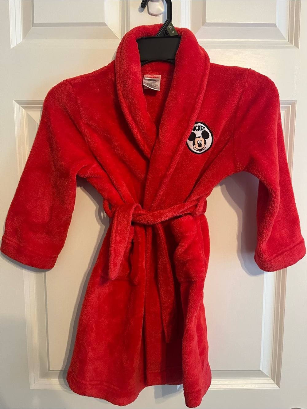 Disney Red Plush Kids Robe with Mickey Patch